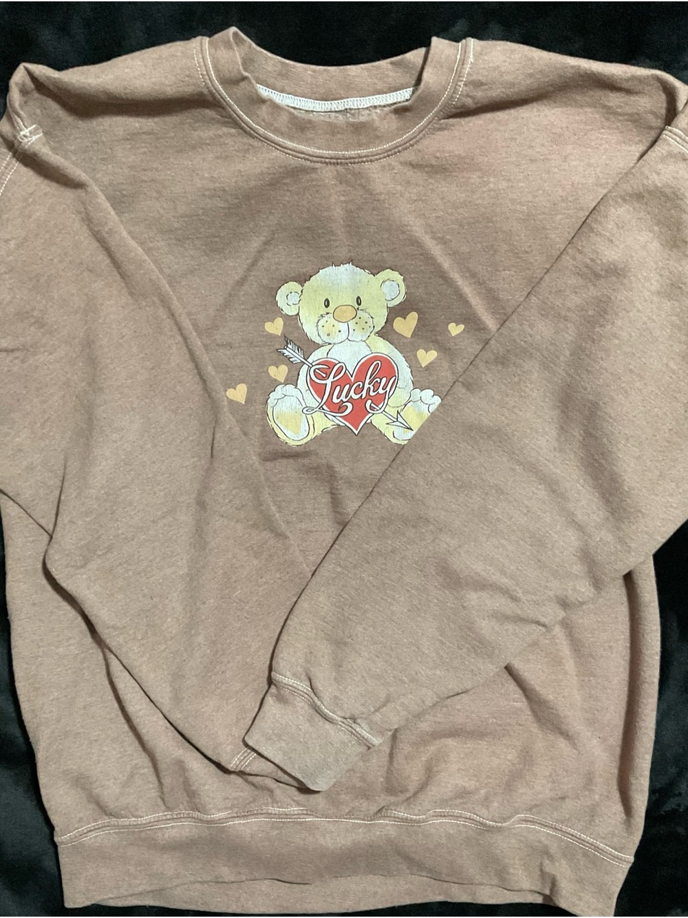Kids Brown 'Lucky' Bear Graphic Sweatshirt